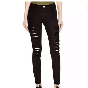 black distressed jeans